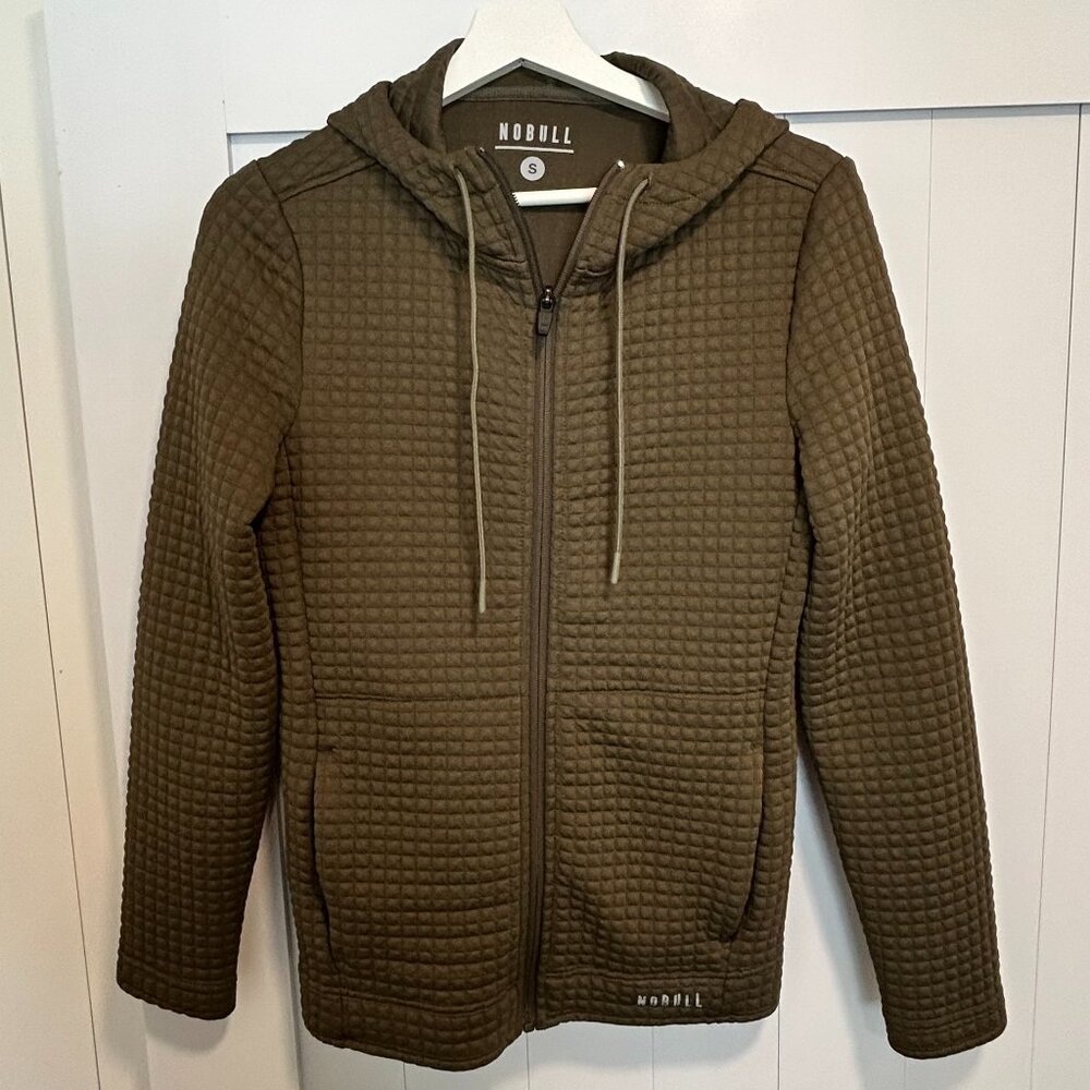 NOBULL Olive Green Quilted Zip-Up Hoodie Size S